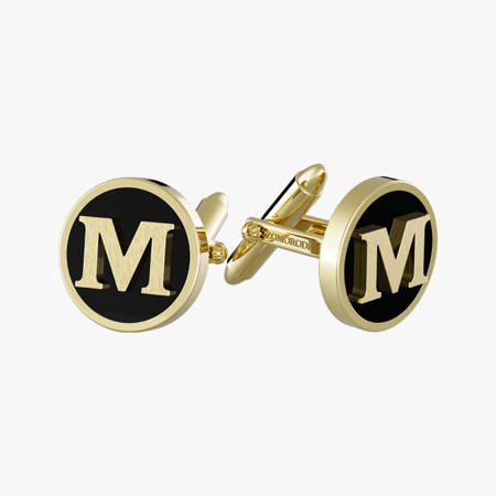 Alphabet (M) Gold and Onyx Cufflinks